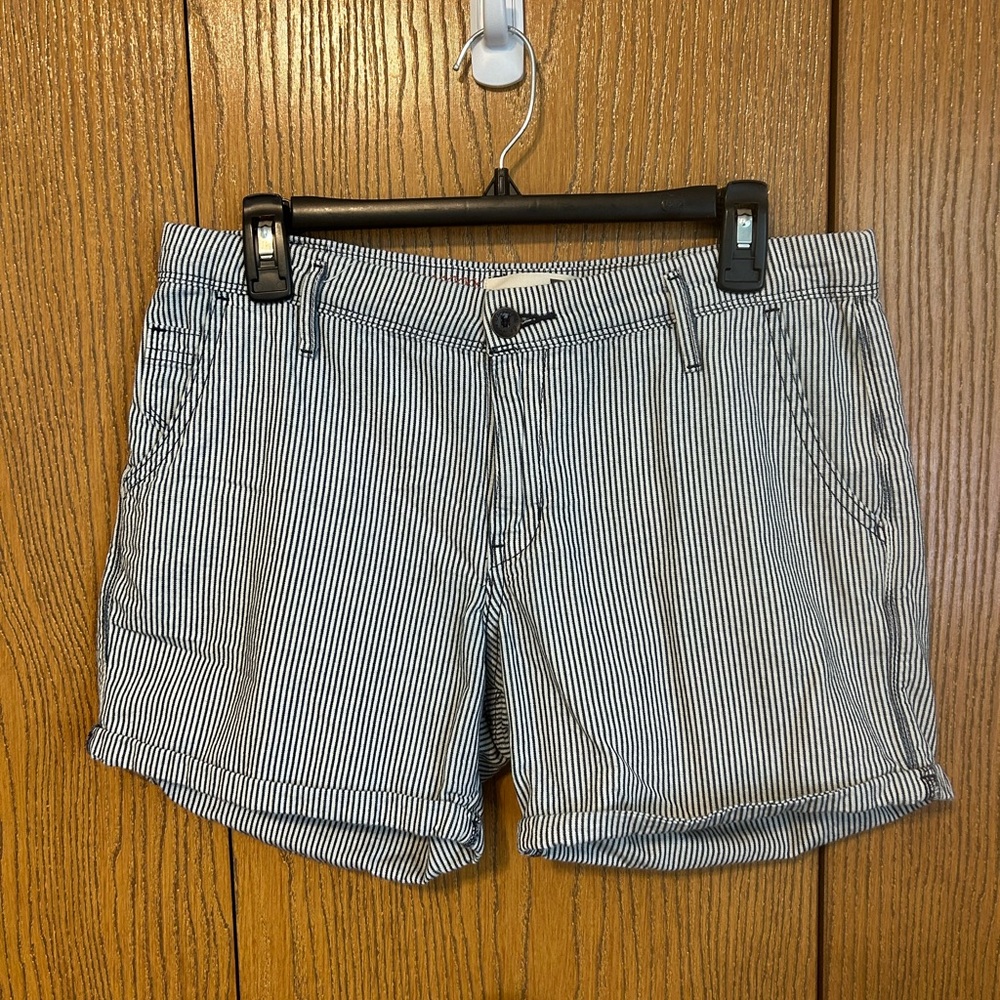 Navy and white striped shorts
